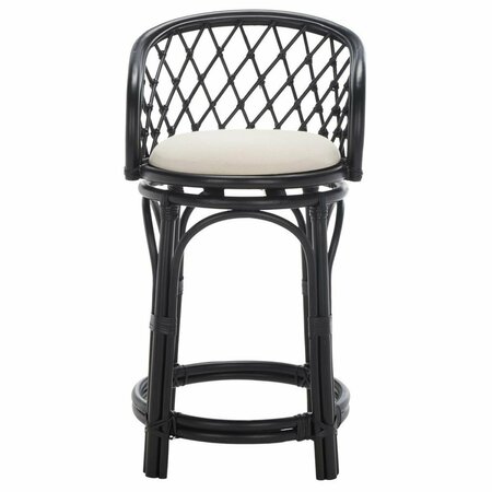 SAFAVIEH 20.5 x 21.3 x 35 in. Yuta Rttn Counter Stool with Cush Black & White BST6504B